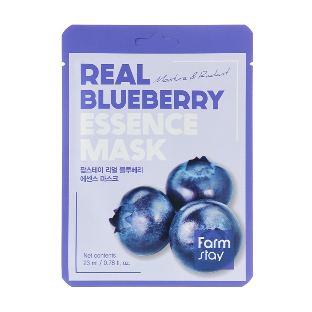 Тканинна маска для обличчя FarmStay Real Blueberry Essence Mask з екстрактом чорниці, 23 мл